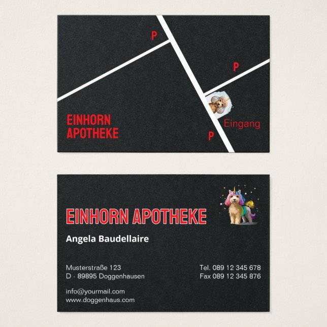 Einhorn Apotheke Visitenkarten  (Anverso y reverso)