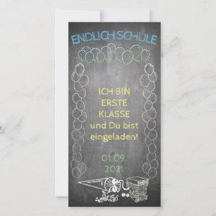 Einladungskarte zur Einschulung im Tafelstil