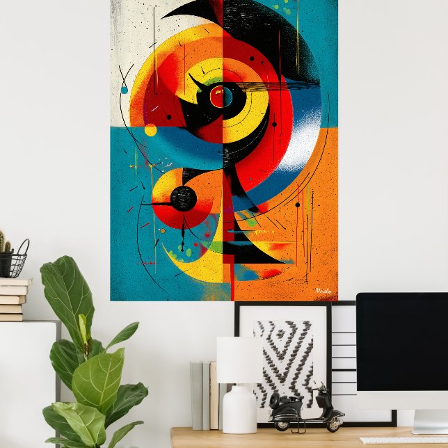 Eje Solar – Arte mural de simetría Bauhaus de medi (Oficina en casa)