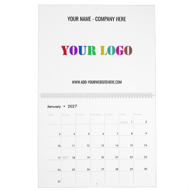 Ejemplo de calendario promocional de logotipos de  (Jan 2027)