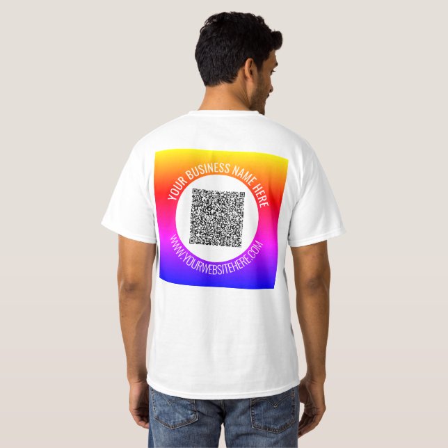 Ejemplo de camiseta con código QR de su negocio co (Reverso completo)