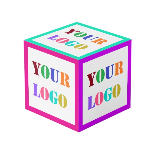 Ejemplo de Cubo Promocional de Negocio con Logotip (Angulo Anverso)