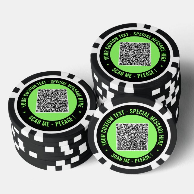 Ejemplo de fichas de póquer con código QR Texto pe (Pila)