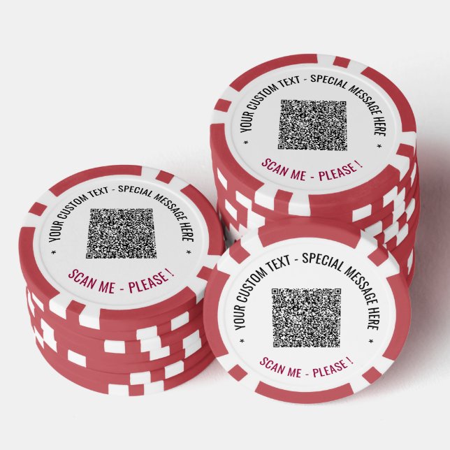 Ejemplo de fichas de póquer con código QR y texto  (Pila)