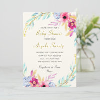 Ejemplo de Invitación a Baby Shower con Floral de 