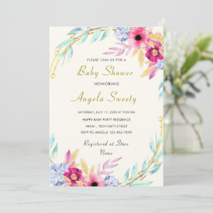 Ejemplo de Invitación a Baby Shower con Floral de