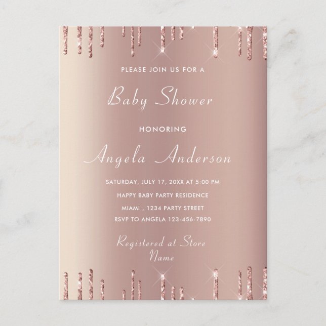 Ejemplo de Invitación a Baby Shower Sparkly de Ros (Anverso)