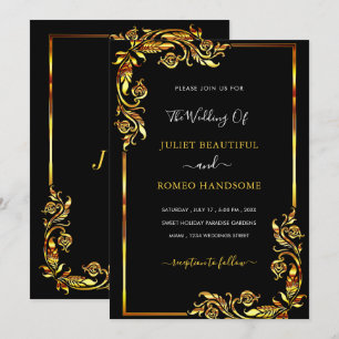 Ejemplo de Invitación a Boda Dorada y Negra