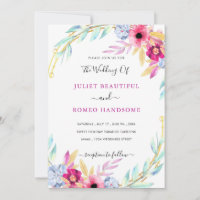 Ejemplo de Invitación a Boda Floral de Acuarela