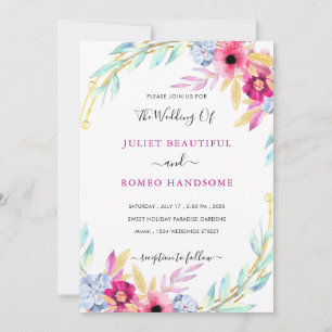 Ejemplo de Invitación a Boda Floral de Acuarela