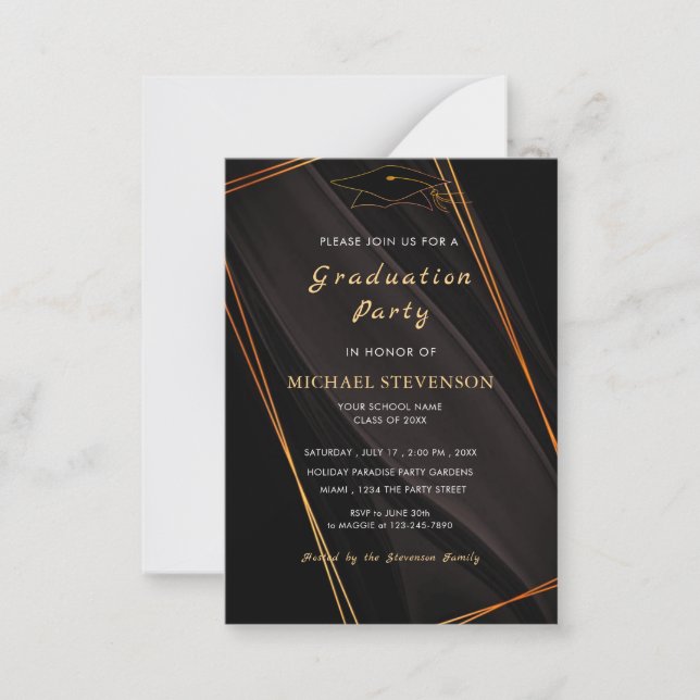 Ejemplo de Invitación a Fiesta de Graduación con M (Anverso)