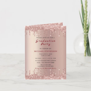 Ejemplo de invitación a graduación de Rosa Gold Pu
