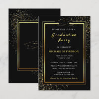 Ejemplo de invitación a graduación en negro y oro