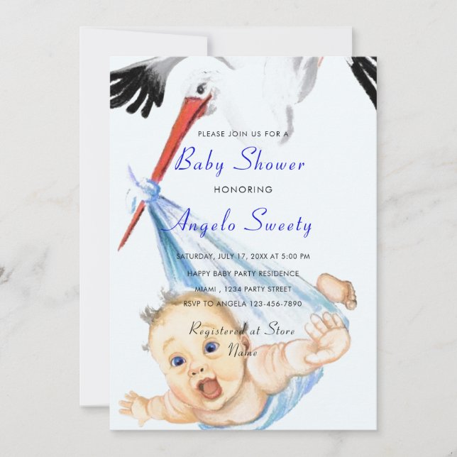 Ejemplo de Invitación a la ducha para niño pequeño (Anverso)
