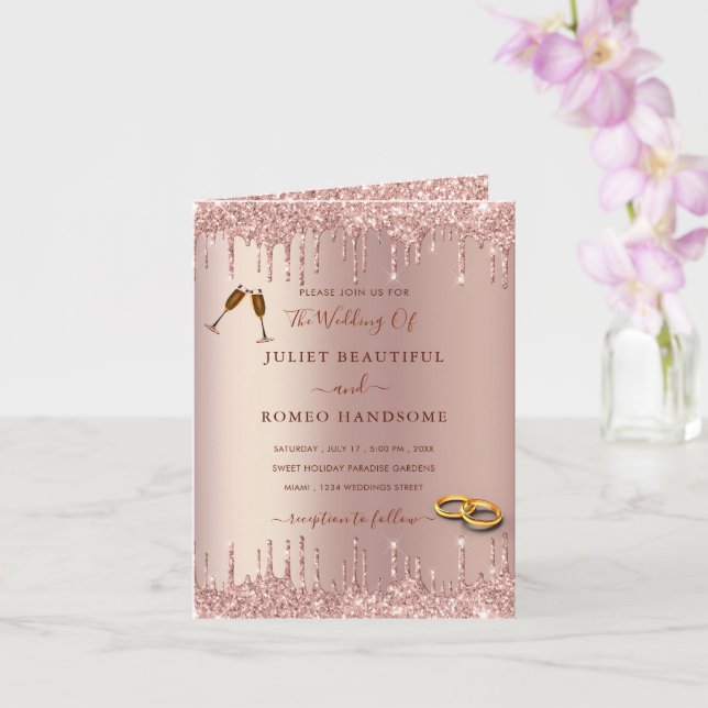 Ejemplo de Invitación a Purpurina Rosa de oro (Orquídea)