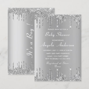Ejemplo de Invitación de Bebé QR Code Silver