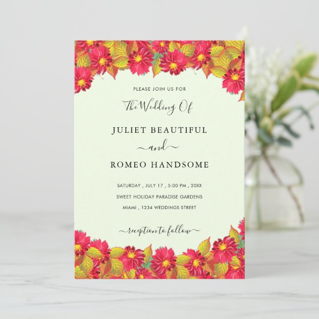 Ejemplo de Invitación de Boda con Flores de Primav (Anverso de pie)