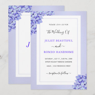 Ejemplo de Invitación de Boda con Flores Violetas 