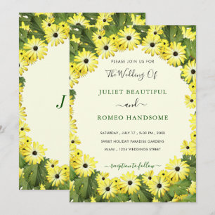 Ejemplo de Invitación de Boda con Hojas y Flores e