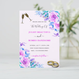 Ejemplo de Invitación de Boda con Rosas Purpúreas