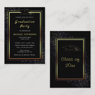 Ejemplo de invitación de graduación Glitter Black 