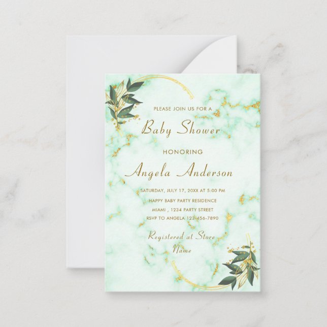 Ejemplo de Invitación para Baby Shower de Mármol D (Anverso)