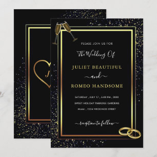 Ejemplo de Invitaciones de Boda con Brillo de Oro 