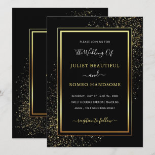 Ejemplo de invitaciones de boda con brillo dorado