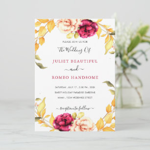 Ejemplo de invitaciones de boda con flores de acua