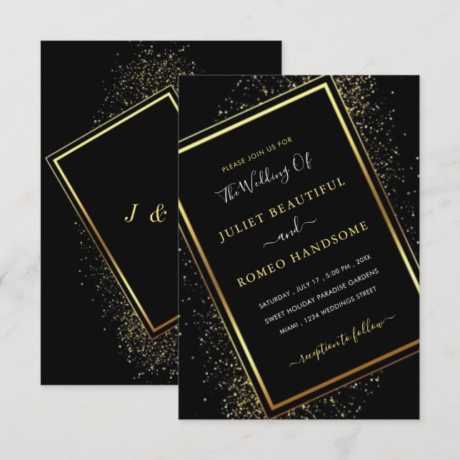 Ejemplo de invitaciones de boda creativas con bril (Anverso / Reverso)