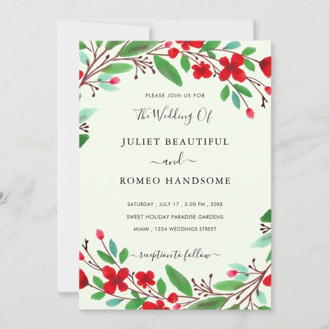 Ejemplo de invitaciones de boda de acuarela diseña (Anverso)