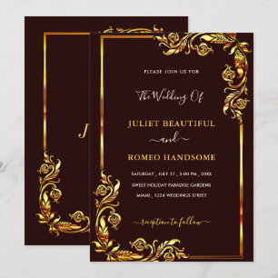 Ejemplo de invitaciones de boda enmarcadas con flo