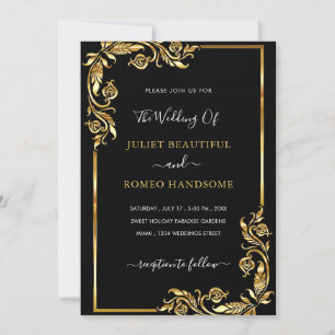 Ejemplo de invitaciones de boda negras con marcos 