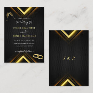 Ejemplo de Invitaciones de Boda Negras y Doradas