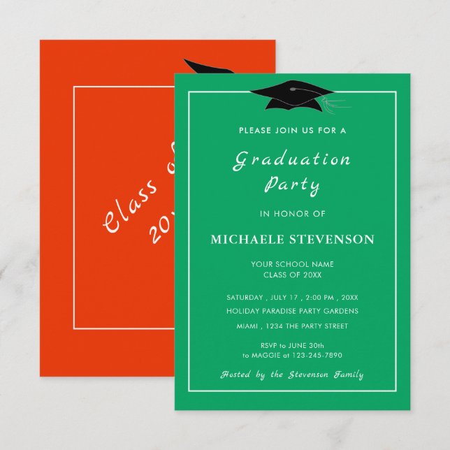 Ejemplo de Invitaciones de Graduación Colores Pers (Anverso / Reverso)