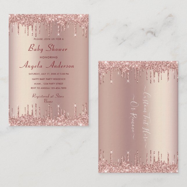 Ejemplo de invitaciones para baby shower con brill (Anverso / Reverso)