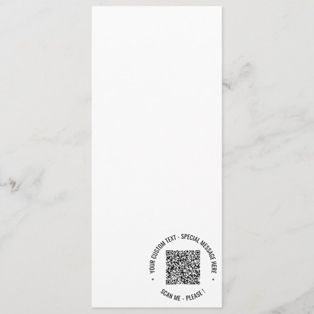 Ejemplo de tarjeta de menú de texto de código QR y (Anverso)