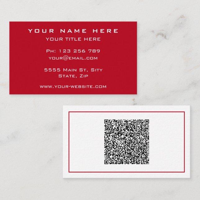 Ejemplo de tarjetas de presentación con código QR  (Anverso / Reverso)
