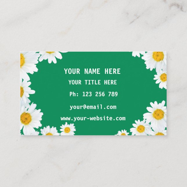 Ejemplo de Tarjetas de Presentación de Daisies Per (Reverso)