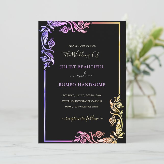 Ejemplo Floral Your Design Wedding Invitation (Anverso de pie)