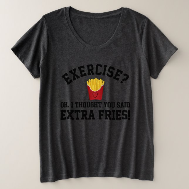 Ejercicio Extra Franceses Fries Lazy Workout Funny (Anverso del diseño)