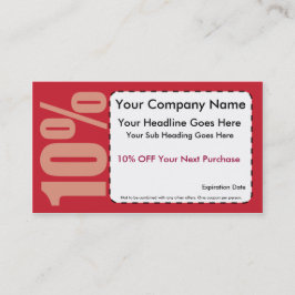 El 10% de tarjeta de visita de la cupón
