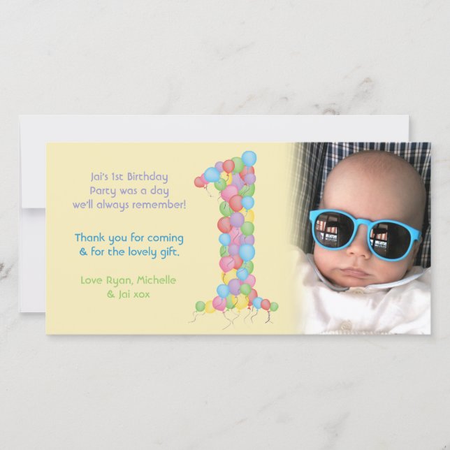 El 1r cumpleaños de los bebés le agradece tarjeta (Anverso)