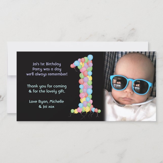 El 1r cumpleaños de los bebés le agradece tarjeta (Anverso)