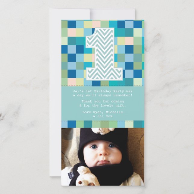 El 1r cumpleaños del bebé le agradece nota de la (Anverso)