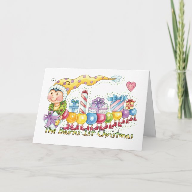 El 1r navidad de los niños - tarjeta linda del (Anverso)