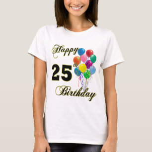 El 25to cumpleaños feliz hincha la camiseta