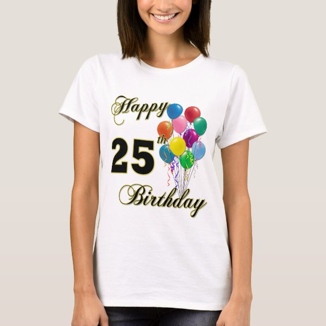 El 25to cumpleaños feliz hincha la camiseta (Anverso)