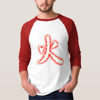 El 3/4" de los hombres del kanji del fuego camisa