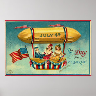 el 4 de julio - dirigible - poster del arte del